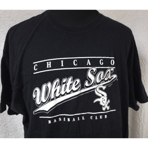 Vtg Dynasty Chicago White Sox MLB XL Black White Metallic Relaxed Fit T-Shirt 04 - Picture 3 of 11